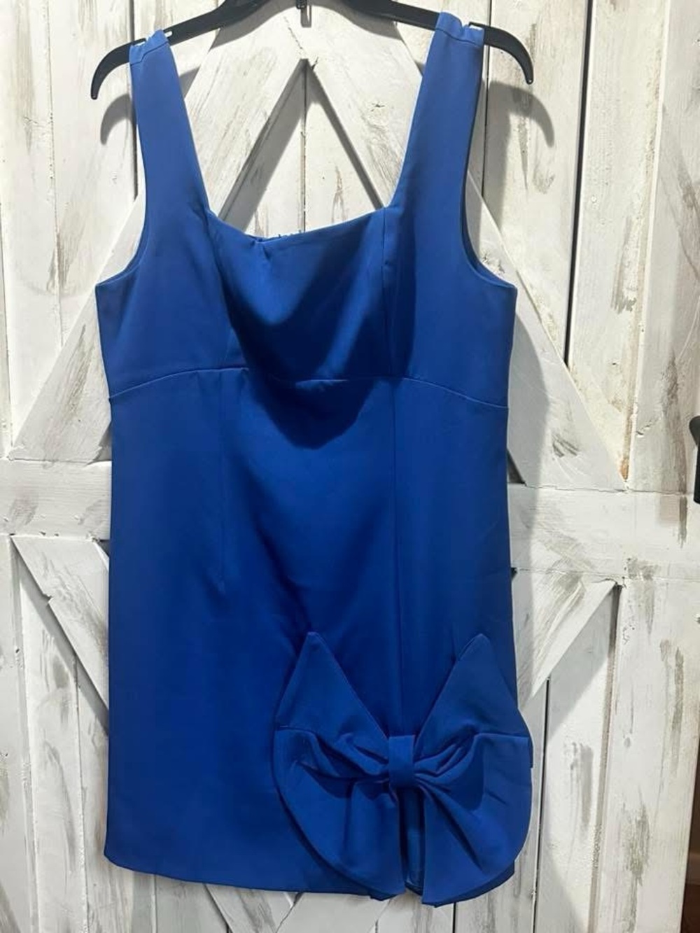 Classic Royal Blue Sleeveless Bow-Accent Dress